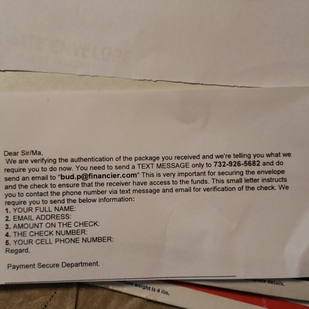 Scammer checks